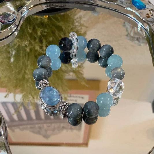 Natural Aquamarine Magic Box Eagle Eye Stone Bracelet Moonstone White Crystal Luckier Business Niche Sends Best Friend Golden Water